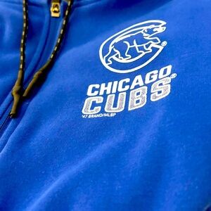 47 Men's Blue and Gray Zip up Hoodie Sweatshirt